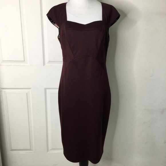 Ted Baker Burgundy Midi Dress - Picture 1 of 13